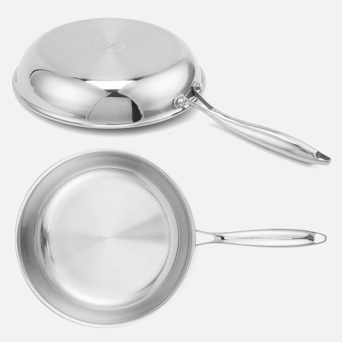 Stainless Steel Pan竊똍on-Toxic PFAS, PFOA & PTFE Free, Compatible With All Cooktops & Induction Safe, Oven Safe Pan for Searing & Saut챕ing, Long Lasting Cookware. (12 Inch)