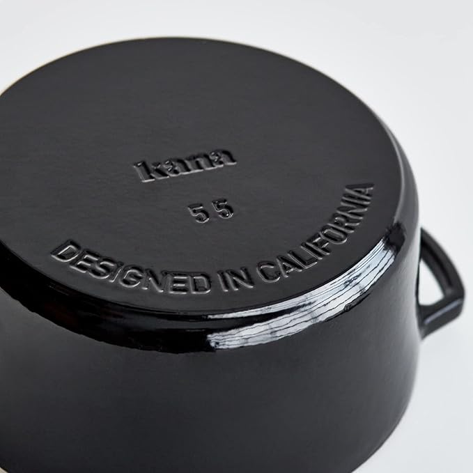 Milo by Kana 5.5-quart Enameled Cast Iron Dutch Oven with Lid | Premium Casserole Cooking Pot | Enamel Coating Inside and Out | Oven Safe and Dishwasher Friendly (Eucalyptus with Gold Knob)