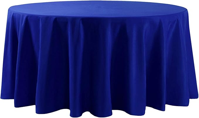 Cupuamon 108 inch Round Tablecloth Washable Polyester Table Cloth Decorative Table Cover for Wedding Party Dining Banquet（108 inch,Royal Blue）