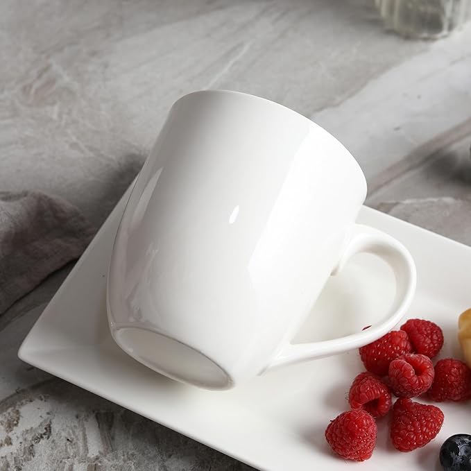 16OZ Ceramic Coffee Mugs Set, Large White Coffee Cups with Handles, Porcelain Mug Sets for Milk, Tea, Latte, Mocha, Cocoa, Cappuccino, Dishwasher Safe, Cups Gift for Holiday & Anniversary (4PCS)