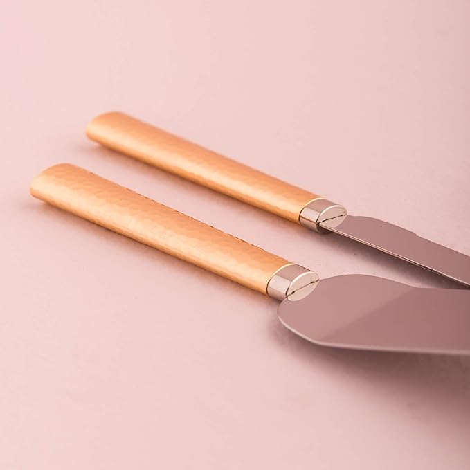 Weddingstar Cake Knife and Serving Set - Hammered Gold & Silver