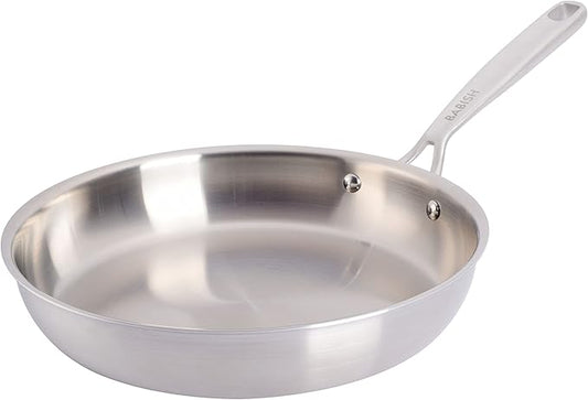 Babish 10-Inch Tri-Ply Stainless Steel Frying Pan ??Professional Grade Skillet for Searing, Saut챕ing & Everyday Cooking