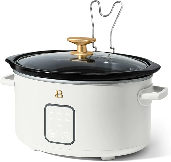 Beautiful 4-Qt Digital Slow Cooker with Smart Touch Screen, Removable Pot, Timer Presets, Ideal for Small Families