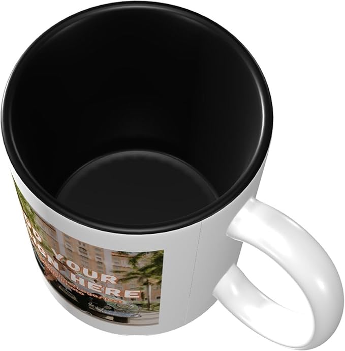 Custom Color Mugs with Partial or Full-Size Printing Customizable Photos and Text Coffee Mugs Creative Multicolor Designs Image (Partial, Black)