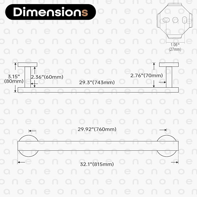 32 Inch Bathroom Towel Bar Bath Towel Rack Kitchen Towel Holder Long Towel Rails Wall Mounted SUS304 Stainless Steel Brushed Nickel AN4001BR-L32