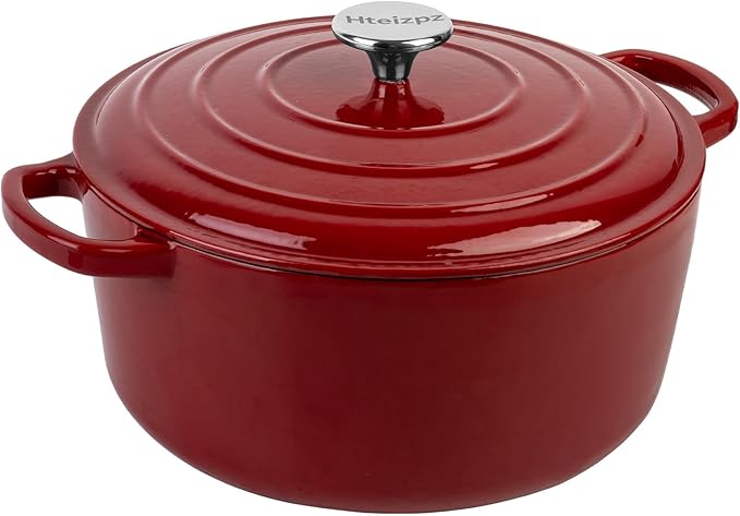 Enameled Cast Iron Dutch Oven Pot with Lid, 5.7 Quart Dutch Oven for Bread Baking, Oven Safe up to 500째 F, Suitable for Bread Baking, Braising, Roasting, Stews, Red