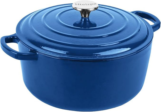 Enameled Cast Iron Dutch Oven Pot with Lid, 5.7 Quart Dutch Oven for Bread Baking, Oven Safe up to 500째 F, Suitable for Bread Baking, Braising, Roasting, Stews, Blue
