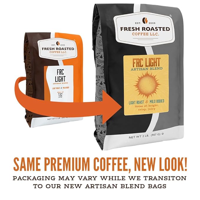 Fresh Roasted Coffee, FRC Light Roast Blend, 5 lb (80 oz), Kosher, Whole Bean