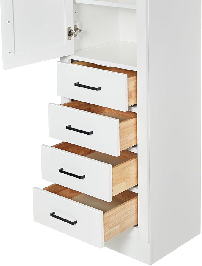ARIEL Bathroom Storage Cabinet - Solid Hevea Wood and Fully Assembled for Long-Lasting Durability and Sophisticated Finish