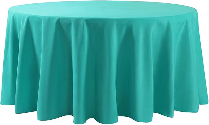 Cupuamon 108 inch Round Tablecloth Washable Polyester Table Cloth Decorative Table Cover for Wedding Party Dining Banquet（108 inch,Turquoise）