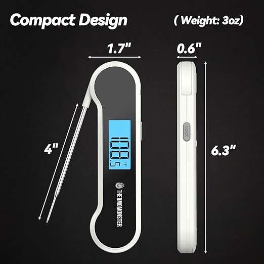 0.5 Sec Instant Read Meat Thermometer Digital with 짹0.5??Precision, Food Thermometer for Cooking Kitchen Gadgets, Oven Grill Candy BBQ Essentials Accessories, Gifts for Him Dad Men Birthday, White