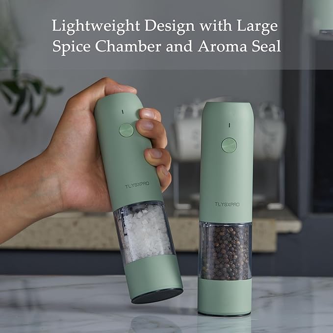 Electric Pepper Grinder, USB Rechargeable, Automatic Pepper Shaker, Adjustable Coarseness, Electric Pepper Mill, LED Light, Refillable, Kitchen Gadget (1-Pack, Greige)