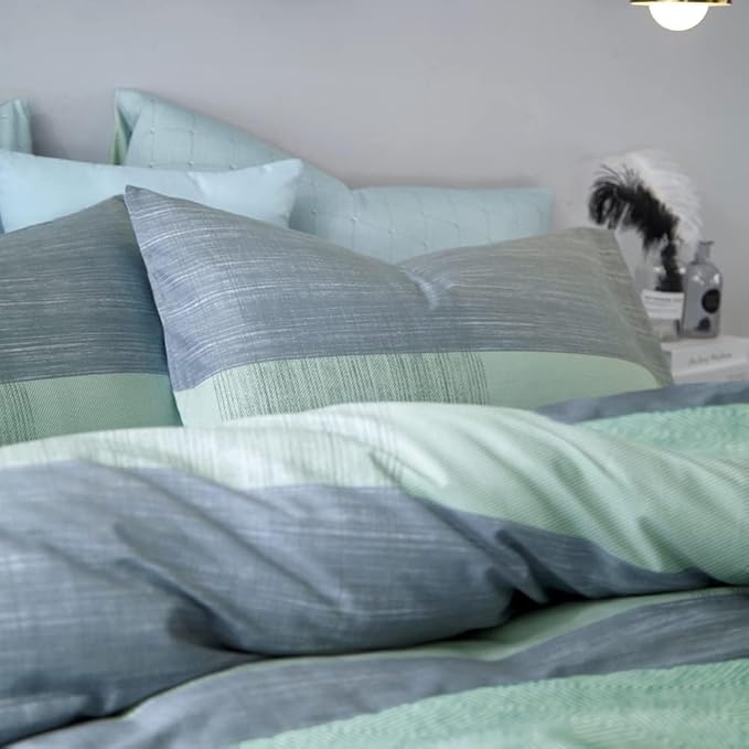 LifeTB Full Comforter Set Patchwork Bedding Comforter Set Soft Fluffy Geometric Plaid Bedding Set for All Seasons Cozy Patchwork Plaid Checkered Pattern Comforter Full Size with 2 Pillow Shams