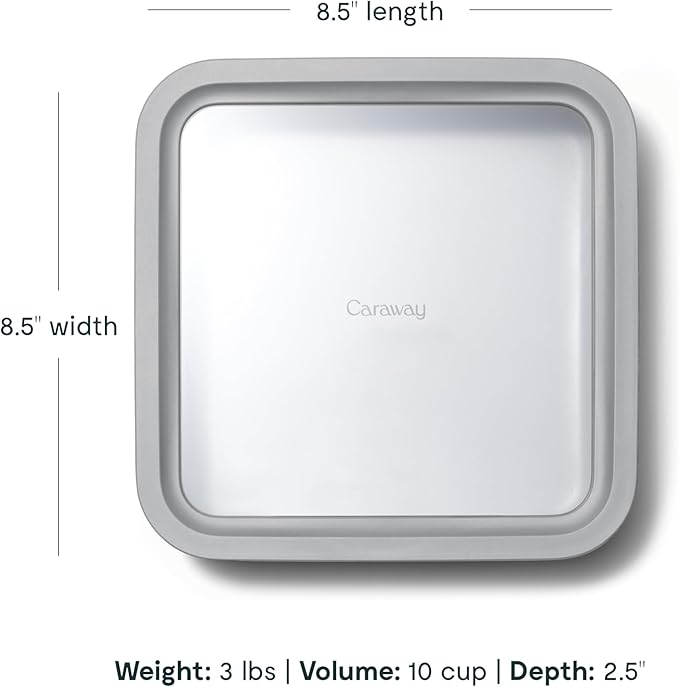 Caraway 6pc Glass Food Storage Set ??10 Cup Food Containers (6) - Ceramic Coated - Non Toxic, Non Stick with Lids - Microwave Safe - Gray