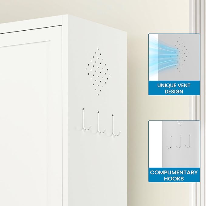 White Steel Pantry Cabinet with 2 Drawers & 2 Adjustable Shelves, Tall Metal Storage Cabinets for Kitchen, Living Room, Bathroom, Heavy Duty Freestanding Utility Cabinet, Assembly Require