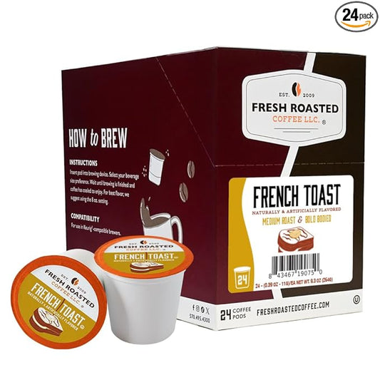 Fresh Roasted Coffee, French Toast, Flavored Coffee Pods, K-Cup Compatible, 24 Count