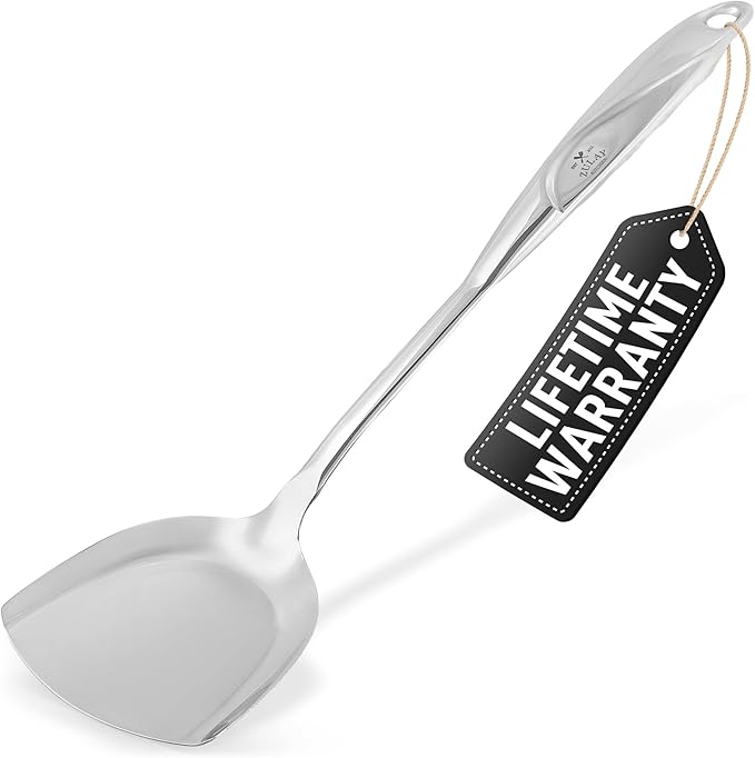 Zulay Kitchen Stainless Steel Wok Spatula - 14.8??Heat-Resistant Metal Turner for Stir-Fry, Saut챕 & Grilling - Durable, Rust-Proof & Dishwasher Safe Kitchen Utensil for Everyday Use