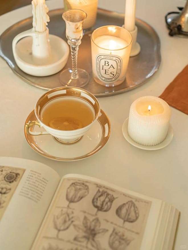 Aynsley Empress Athens 2-Piece Bone China Teacup with Saucer - 6oz Cup, 5.9-inch Saucer, 24K Gold Hand-Painted Relief Design - Elegant Luxury Gift Set