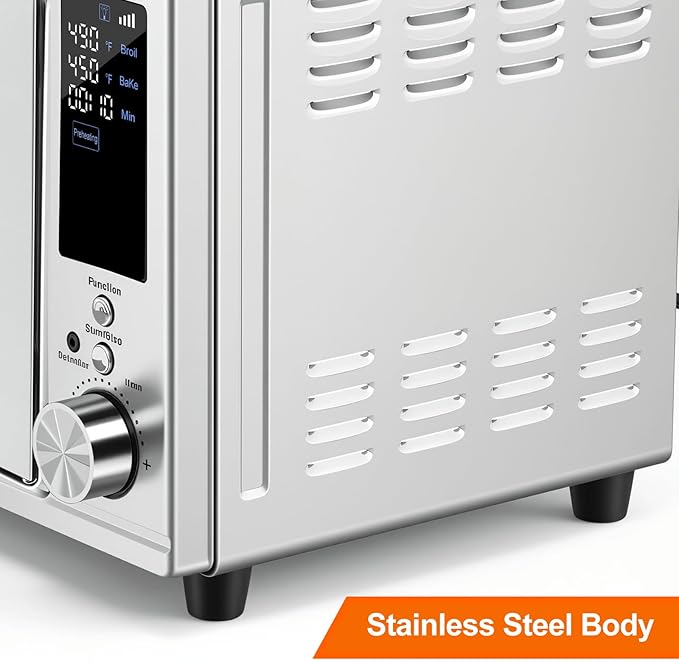 OLIXIS Air Fryer Toaster Oven Combo Dual Door, 29.6QT Oven Countertop 12 Functions in 1, 7 Accessories Included, Stainless, Up to 450°F
