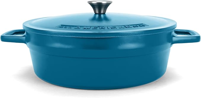 All American 1930 - Dutch Oven - The Saucier Set, Berry Blue - 5.5qt Capacity - Perfect for Sauces, Soups & Simmering - Non Stick & PFAS Free - Made in the USA
