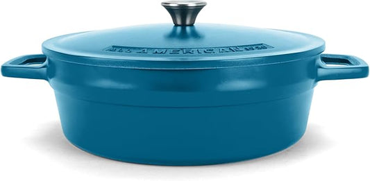 All American 1930 - Dutch Oven - The Saucier Set, Berry Blue - 5.5qt Capacity - Perfect for Sauces, Soups & Simmering - Non Stick & PFAS Free - Made in the USA
