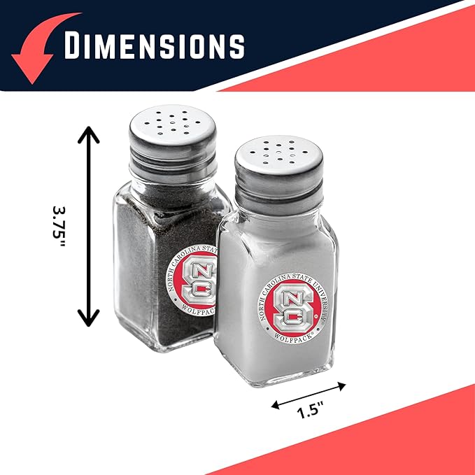 Heritage Pewter NC State Salt and Pepper Shaker Set of 2 Bottles | Expertly Crafted Pewter Glass