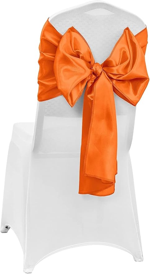 10-Pack Orange Satin Table Runner 12 x 108 Inch Long Bright and Smooth Silk Fabric Table Runner for Wedding Banquet Birthday Party Decoration