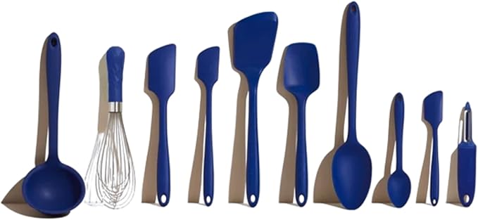 GIR: Get It Right 10-Piece Silicone Ultimate Kitchen Utensil Set ??Spatulas, Ladle, Flip, Spoons, Whisk, Peeler & Spoonula ??Nonstick, Non-Toxic, Heat-Resistant ??Navy