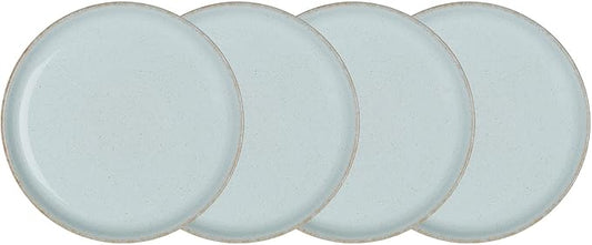 Denby - Heritage Pavillion Medium Plates Set of 4-8.25in Blue Scratch & Chip Resistant Dinner, Lunch, Salad Plates For Everyday Use - Ceramic Stoneware Tableware Dish - Dishwasher & Microwave Safe