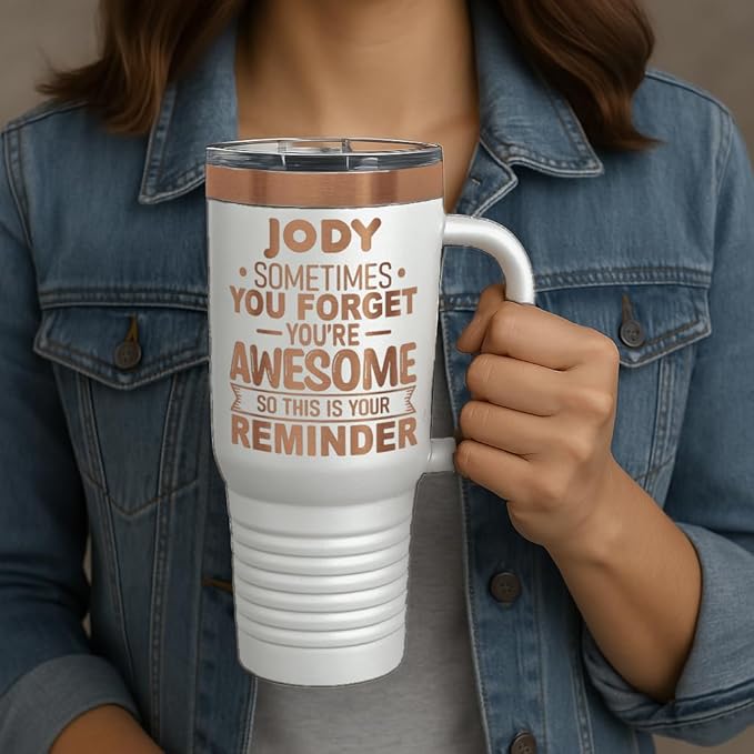 Personalized Inspirational Tumbler, Inspirational Gifts for Men Dad Father Wife Sister Women, Custom Birthday For Him Her, Customized You?셱e Awesome Tumbler, Teacher Coworker Gift 40oz White Copper