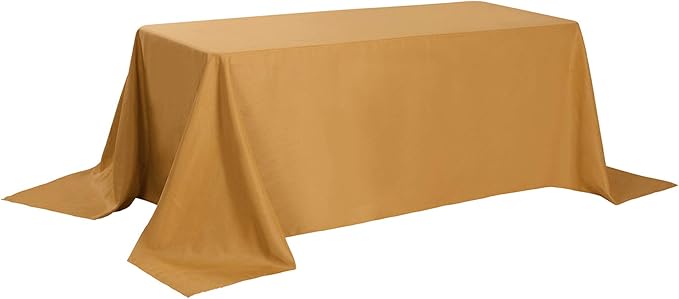 Cupuamon Rectangle Tablecloth 90x132 inch Washable Polyester Fabric Table Cloth for Wedding Party Dining Banquet Decoration（90x132, Gold）