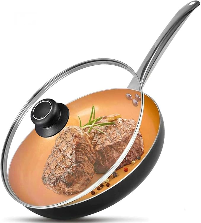 11 Inch Pan Lid for Frying Pan, Fry Pan, Skillet Lid, Pan Lids with Handle, Tempered Glass Replacement Cover, 11"/28cm
