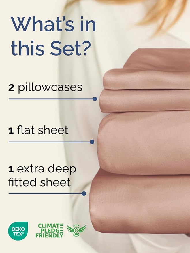 Extra Deep Pocket Full Sheets - 4 Piece Breathable & Cooling Bed Sheets - Hotel Luxury Bed Sheet Set - Soft, Wrinkle Free & Comfy - Easily Fits Extra Deep Mattresses - Deep Pocket Mauve Sheets Set