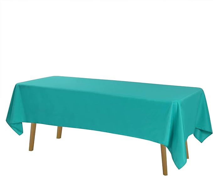 Cupuamon Rectangle Tablecloth 60x102 inch Washable Polyester Fabric Table Cloth for Wedding Party Dining Banquet Decoration（60x102, Turquoise）