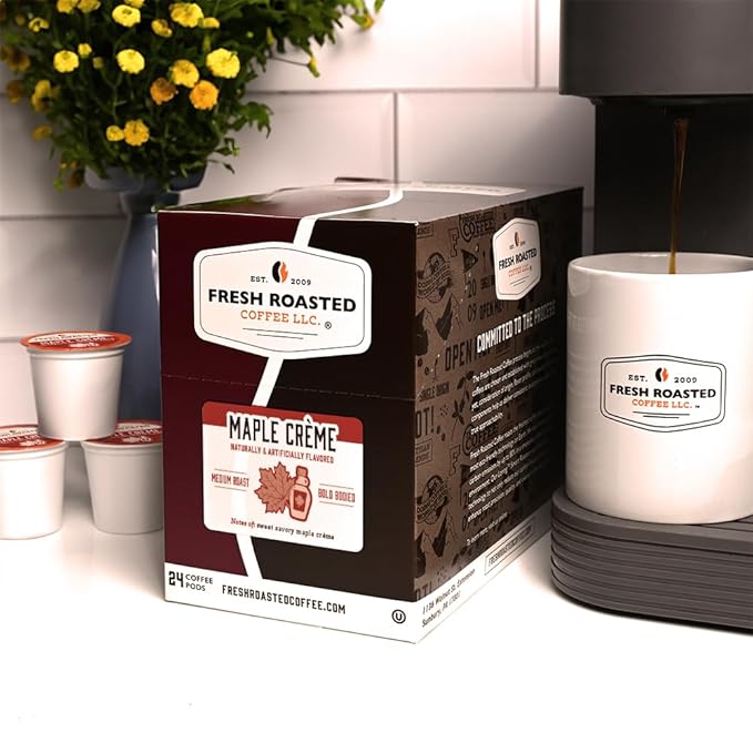 Fresh Roasted Coffee, Maple Cr챔me, Flavored Coffee Pods, 72 Count