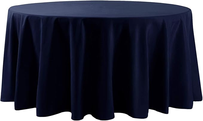 Cupuamon 120 inch Round Tablecloth Washable Polyester Table Cloth Decorative Table Cover for Wedding Party Dining Banquet（120 inch,Navy）