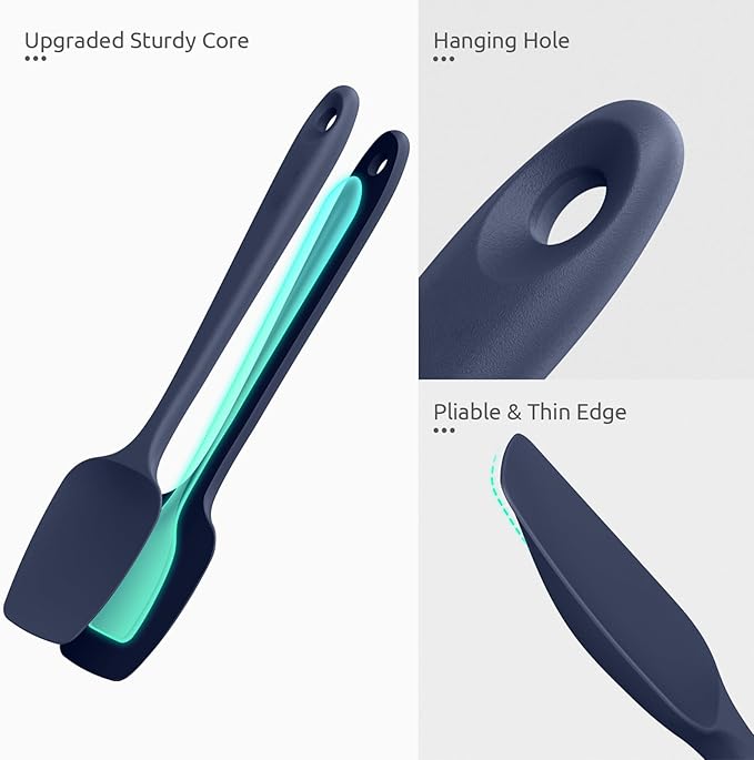 U-Taste Silicone Spoon Spatula Set, 600쨘F High Heat Resistant Food Grade Flexible Rubber Scraper, Cooking Mixing Baking Kitchen Utensils Set of 3 (Midnight Blue)