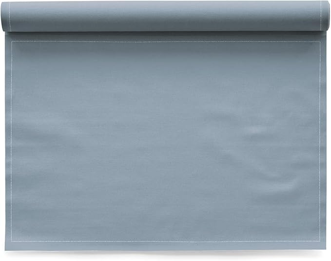 MY DRAP Washable and Reuseable Cloth Placemat - 17.7 x 12.6 in (12 Per Roll, Cotton Foggy Blue)