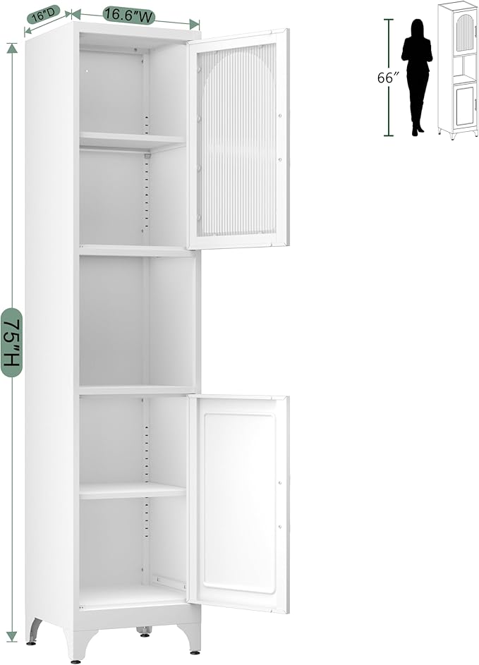 Tall Bathroom Storage Cabinet,Freestanding Storage Cabinet with Doors and Shelves,Slim Bathroom Cabinets,Small Cabinets for Living Room