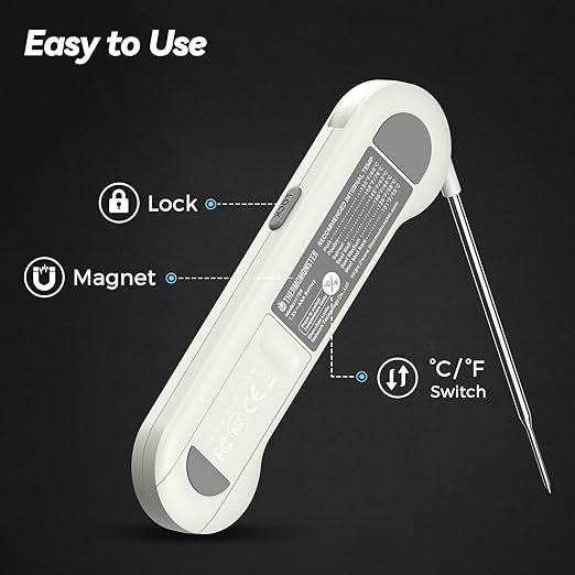 0.5 Sec Instant Read Meat Thermometer Digital with 짹0.5??Precision, Food Thermometer for Cooking Kitchen Gadgets, Oven Grill Candy BBQ Essentials Accessories, Gifts for Him Dad Men Birthday, White