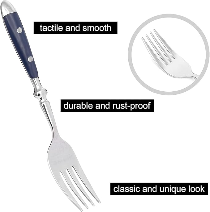 Retro Blue 20-Piece Silverware Set, 304 Riveted Stainless Steel Cutlery Set, Vintage Flatware Set with Blue Bakelite Handle, Dishwasher Safe| Service for 4