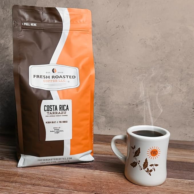 Fresh Roasted Coffee, Costa Rican Tarrazu, 12 oz, Medium Roast, Kosher, Whole Bean