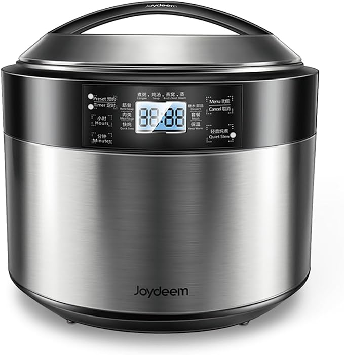 Joydeem Electric Stew Pot, 8.5Qt Stainless Steel Inner Pot with 5 Ceramic Liners (3.5L + 4 × 0.45L), Dual Cooking Modes, Brushed Stainless-Steel Exterior, For Soup, Congee & Bird?™s Nest, DDG-B350