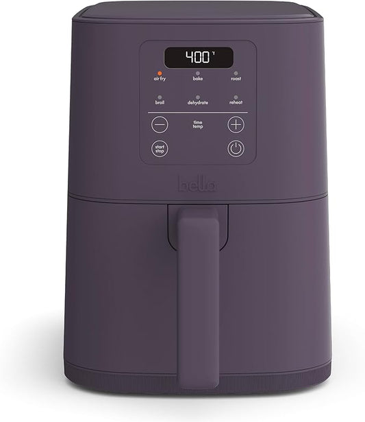 bella 4Qt Slim Air Fryer, Fits-anywhere??Kitchenware, EverGood??Ceramic Nonstick Coating, Adjustable Temperature, 6 Preset Cooking Options, 60 Min Auto Shutoff w Audible Tone, 3.3lb Capacity, Plum