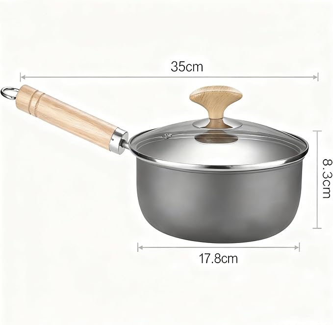 Tianium Sauce Pot with Lid,Nonstick 2.0 Quarts Small Pot With Handle,Pure Titanium Non-Coating Small Kitchen Cooking Pot, Light Weight,Easy to clean.