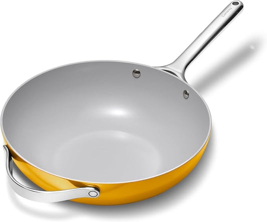 Caraway Non-Stick Stir Fry Pan - 12??Wok-Inspired Pan - Free From Forever Chemicals - High-Sloped Walls - Stainless Steel Handles - Marigold