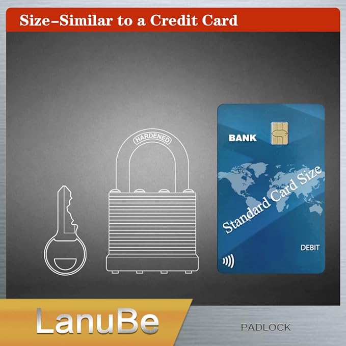 LanuBe Lock Laminated keyed Padlock (1-9/16", 40mm), keyed Alike Locks, Normal Shackle,Marked Blue Plastic Hoop, Pack of 100