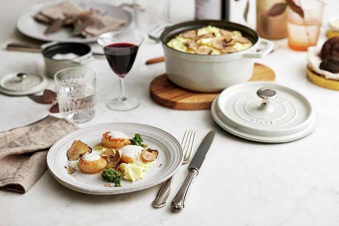 staub La Cocotte Round 40501-412 Pico Cocotte Round Campagne 9.4 inches (24 cm) Large, Both Handed Castings, Enameled Pot, Induction Compatible, Japanese Authentic Product with Serial Number