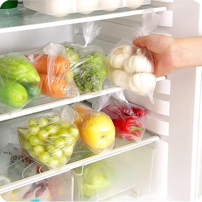 Immuson Food Storage Bag, 12 x 20 Plastic Produce Bag on a Roll Fruits, Vegetable, Bread, Food Storage Clear Bag (4 Rolls-1400 Bags)