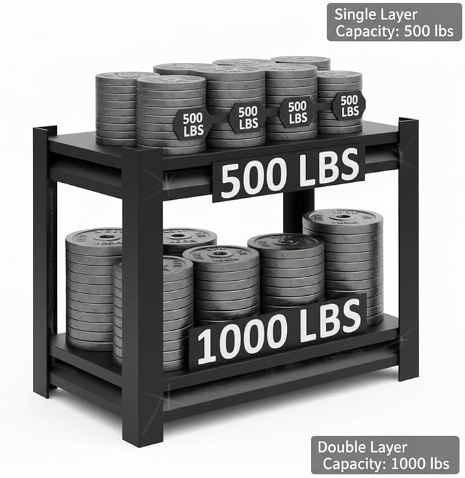 Storage Shelving Unit Height Adjustable No-Tool Assembly,Heavy Duty Garage Shelves Metal Organizer Utility Rack for Kitchen Pantry Basement Pantry Warehouse Laundry Black 15.8" H x 15.8" W x 12" D